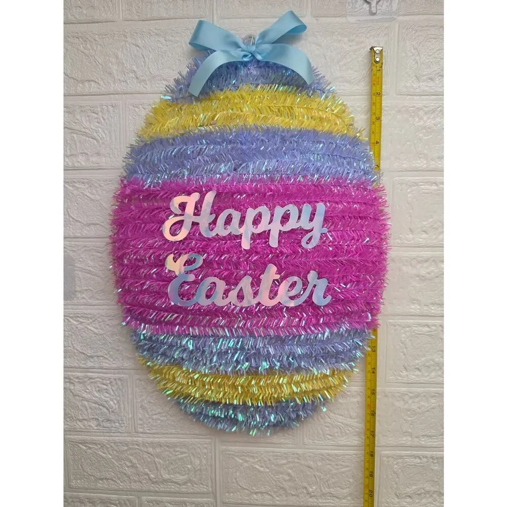 Happy Easter Egg Tinsel Wall Decor Multicolor 18